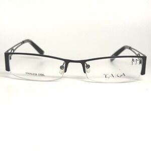 TAKA T2622 Matt Black Stainless Steel Semi-Rimless Eyeglass Frames 53/18/140